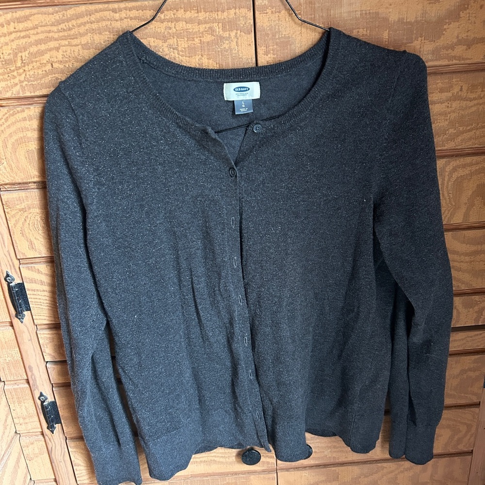 Old Navy Charcoal with Silver Sparkles Knit Cardigan